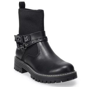 NWT Black SO® Clarinet Women's Moto Boots Size 7